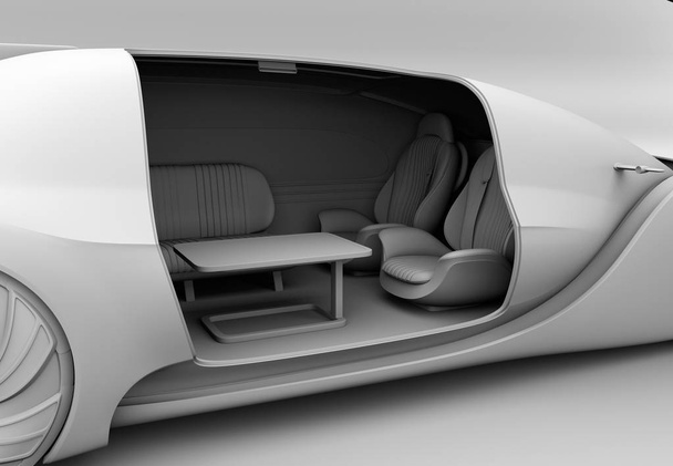 Representación de arcilla de auto conducción interior del coche eléctrico. Vista de cerca. Imagen de renderizado 3D
. - Foto, Imagen