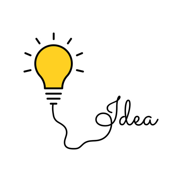 Izzó fény ötlet. nagy ötletek inspiráció innováció, találmány, hatékony gondolkodás. Kezdve a gondolkodás folyamata. Brainstorm koncepció. - Vektor, kép