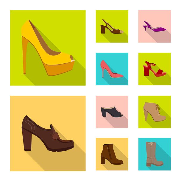 Isolated object of footwear and woman logo. Set of footwear and foot stock vector illustration. - Vector, Imagen