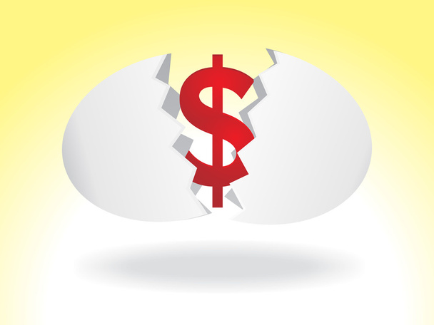 Egg open with dollar inside - ベクター画像