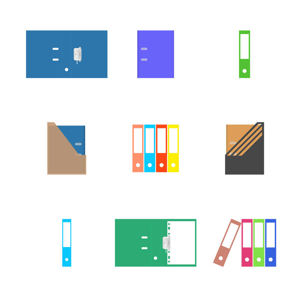 Office icons, set of cardboard folders, vector illustration. - Vector, Image