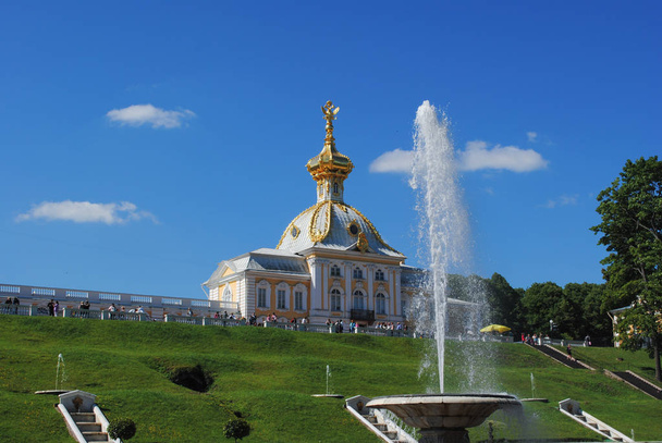 PETERHOF, RUSSIA -JULY 01, 2011: Scenic view of the Grand Cascade in Petergof. - Photo, Image