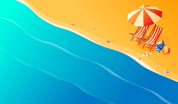 Vacation and travel concept. Umbrella, beach. Flat style vector illustration - Vector, afbeelding