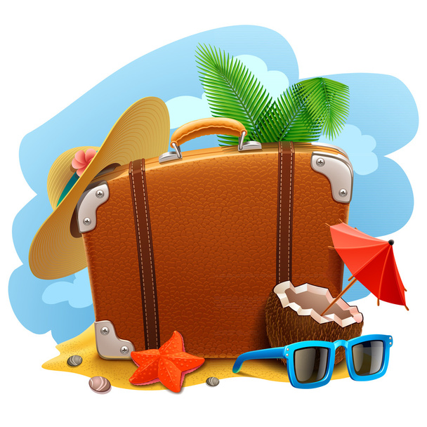 utazási bőrönd ikonja - Vektor, kép