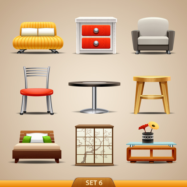 Furniture icons-set 6 - Vector, Image