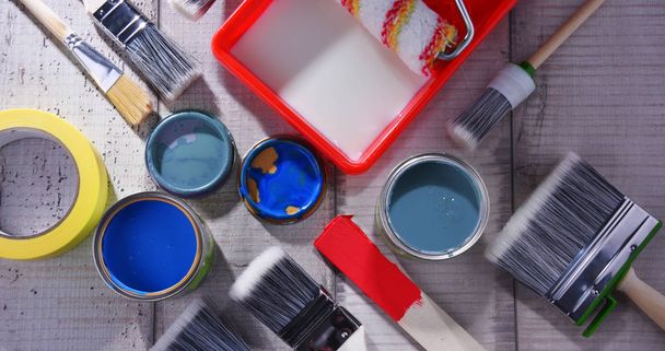 Boya fırçaları, farklı boyut ve boya - Fotoğraf, Görsel