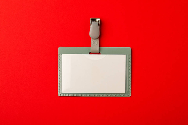 Blank security tag with a red stripe neck. Place for text, layou - Photo, Image