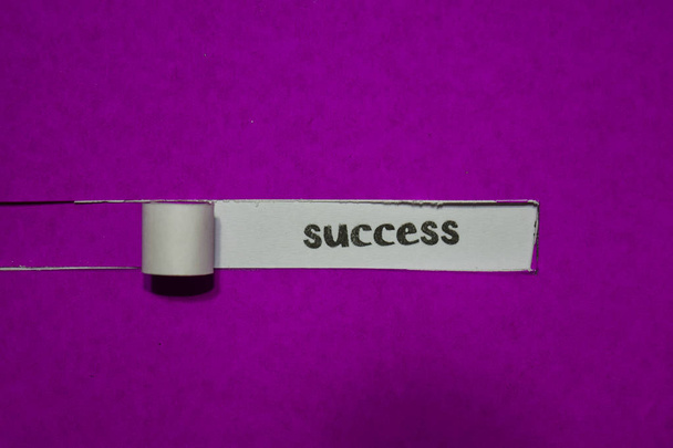 Success, Inspiration, Motivation and business concept on purple torn paper - 写真・画像