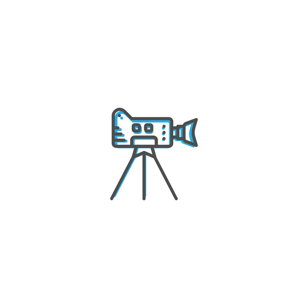 Videó kamera ikon tervezés. Fotó és videó ikon vonal vektor illusztráció - Vektor, kép