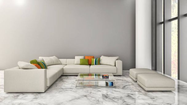 velké luxusní moderní světlé interiéry obývacího pokoje obrázek 3d vykreslování computeru digitálně obrázek - Fotografie, Obrázek