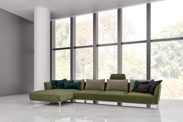velké luxusní moderní světlé interiéry obývacího pokoje obrázek 3d vykreslování computeru digitálně obrázek - Fotografie, Obrázek