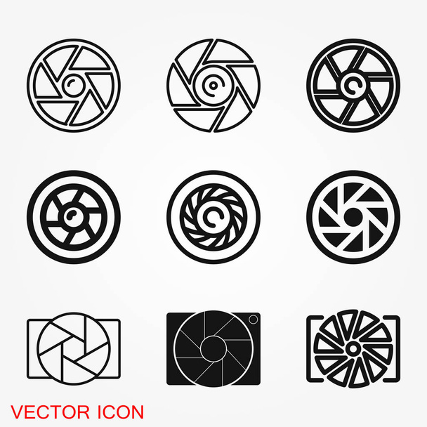 Fényképezőgép objektív ikon vektor előjel design - Vektor, kép