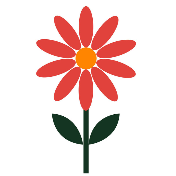 red flower flat illustration - Vector, Image