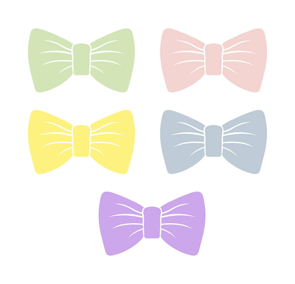 Set of vector gentle bows. pastel bow silhouette for decoration and design - Vector, Image
