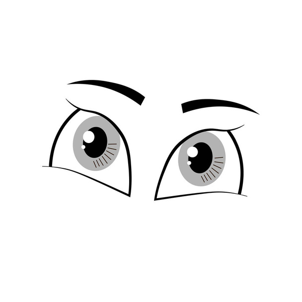 olhos femininos encantadores cinzentos com sobrancelhas. desenho animado vetorial ilustração de grandes olhos. Olha, elemento
 - Vetor, Imagem