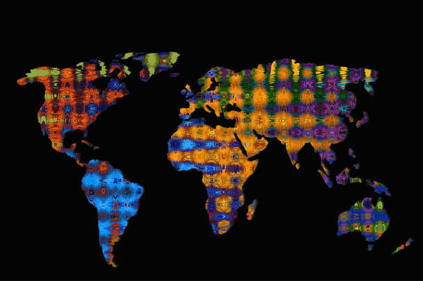 Ruwweg geschetst wereldkaart als wereldwijde business concepten - Foto, afbeelding