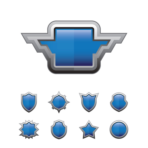 Blue Glossy Shield - Vector, Image