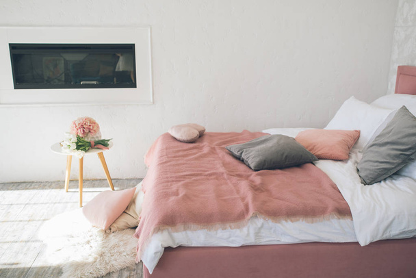 Comfortable interior bedroom apartment - Photo, Image