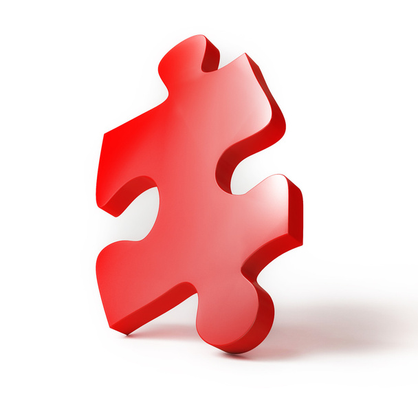 Piros Puzzle 3d pite elszigetelt fehér háttér, 3D-s illusztráció - Fotó, kép