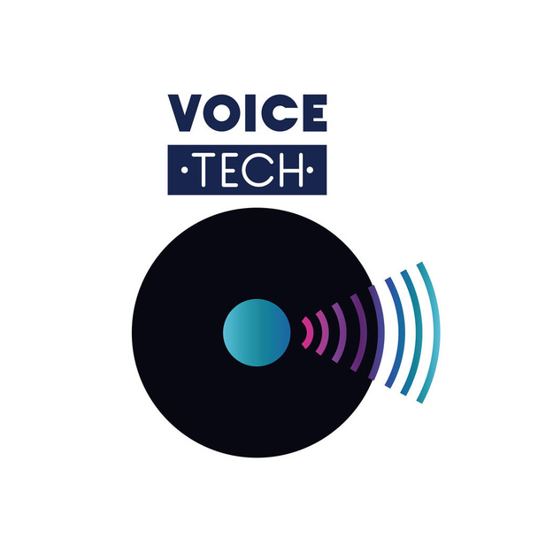 голосовий технічний ярлик зі звуковою хвилею
 - Вектор, зображення