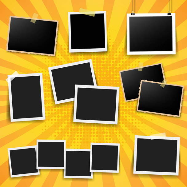 Photo Frame Big Set With Yellow Background With Gradient Mesh, Vector Illustration - Vector, Image