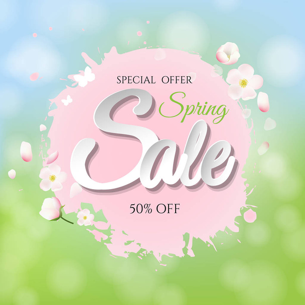 Sale Banner With Bokeh Background With Gradient Mesh, Vector Illustration - Wektor, obraz