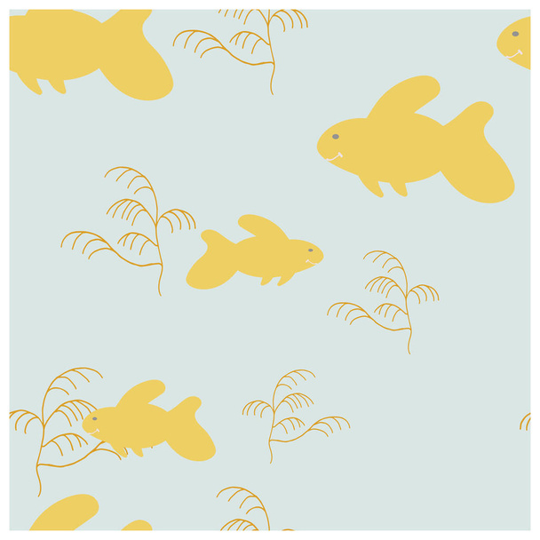 Diseño infinito Patrón de textura de peces y plantas marinas
.  - Vector, Imagen