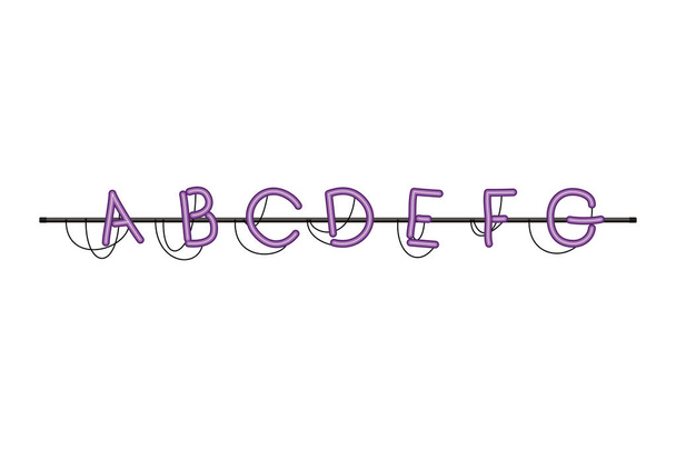ネオン光の中のアルファベット孤立したアイコン - ベクター画像
