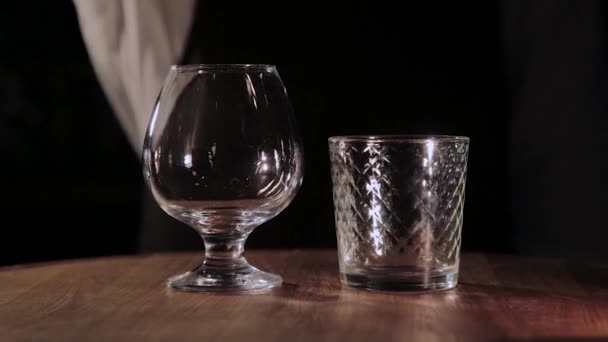 cocktail tableware in a nightclub behind the bar. - Footage, Video