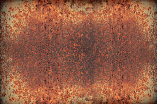 Textur aus rotem verwittertem Eisen oder rostigem Metallblech, industrieller Hintergrund - Foto, Bild