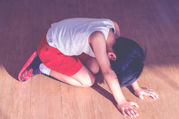 little boy is lying down crying with stress and sadness - Foto, immagini