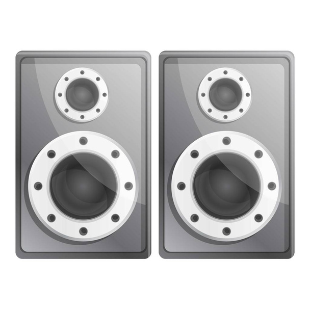 Metal stereo speakers icon, cartoon style - Vector, Image
