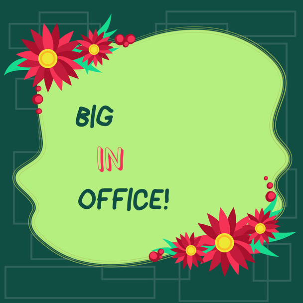 Text sign showing People In Office. Conceptual photo room or part of building where they work sitting at desks Blank Uneven Color Shape with Flowers Border for Cards Invitation Ads. - Photo, Image