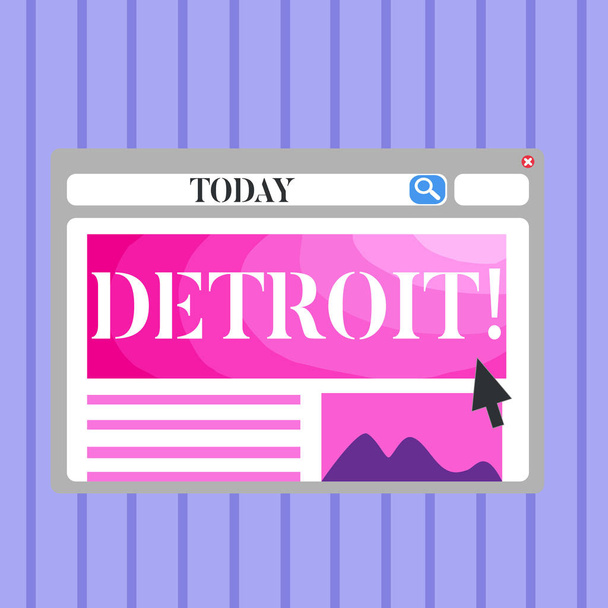 Parola che scrive testo Detroit. Business concept per la città negli Stati Uniti d'America Capitale del Michigan Motown Blank Template of Pastel Colorful Website Layout Design per Homepage Formato
. - Foto, immagini