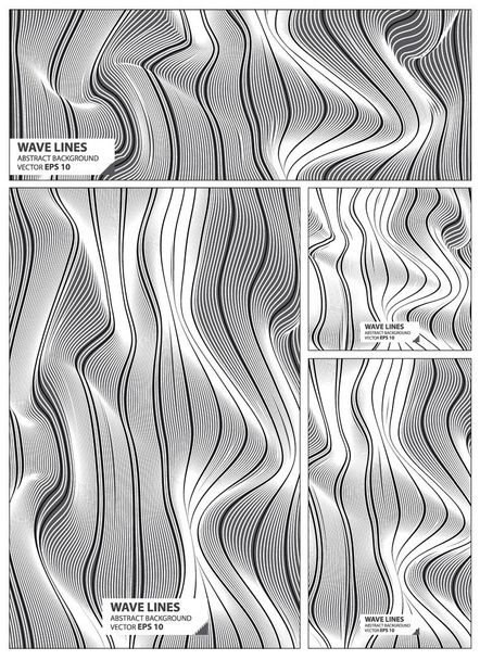Patrón de líneas de onda abstracta conjunto de fondo de color blanco y negro
 - Vector, Imagen