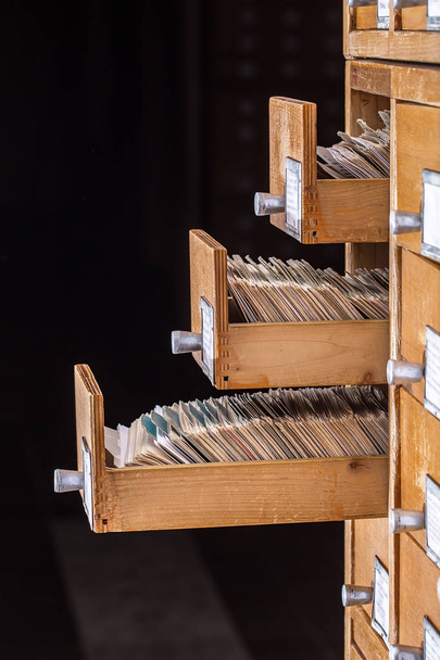 Library or archive reference card catalog. Database concept.  - Fotografie, Obrázek