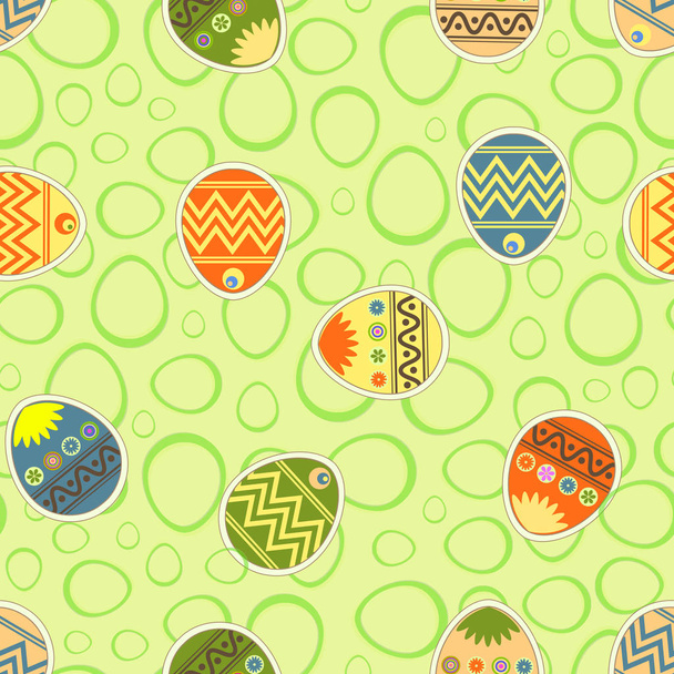 Paskalya seamless modeli yeşil renk siluetleri yumurta ile bir desen ile - Vektör, Görsel