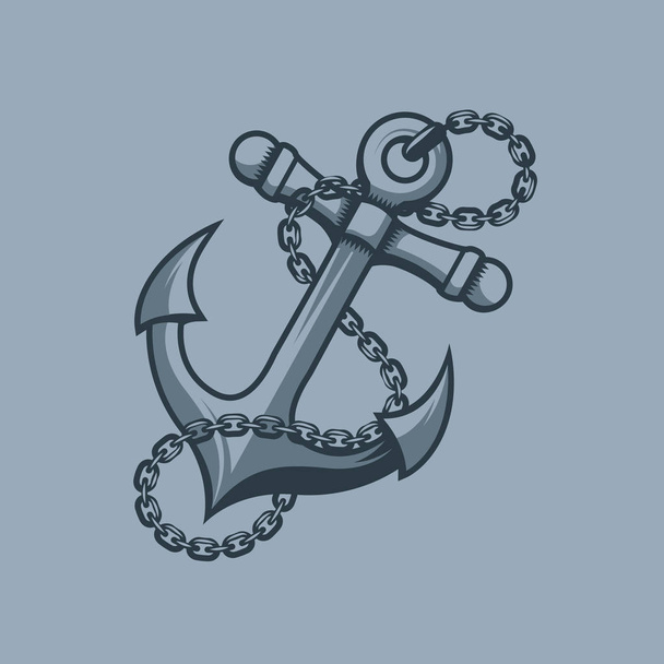 Ankkuri, merimiesten symboli. Yksivärinen tatuointi tyyli
. - Vektori, kuva