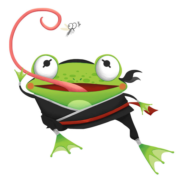 close up view of frog ninja illustration - Foto, Imagen