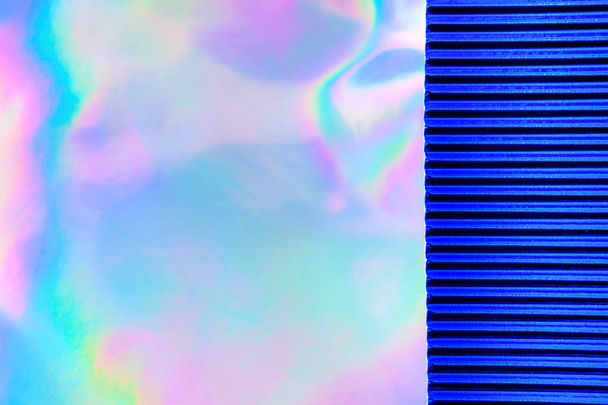 holographic background with blue metallized corrugated pape - Photo, Image