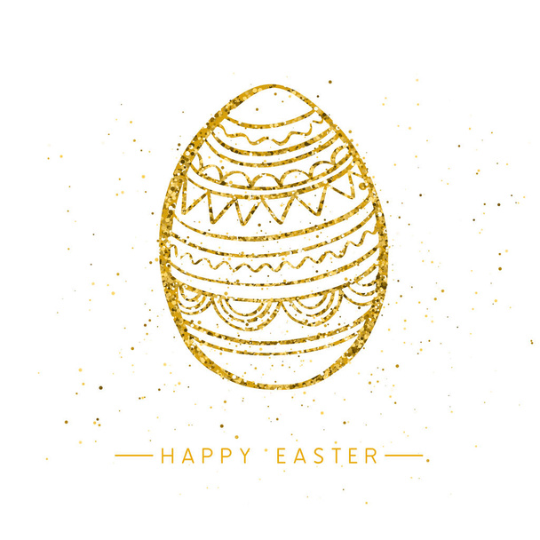 Happy Easter banner background template with beautiful golden egg. Vector. - Vector, Imagen