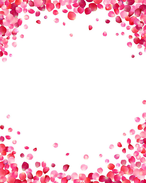 ピンクのバラの花びらと白い背景  - ベクター画像
