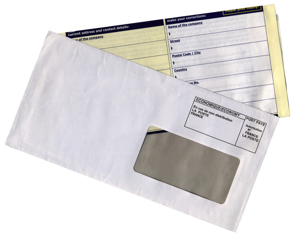 Envelope with empty questionnaire form - Foto, Bild