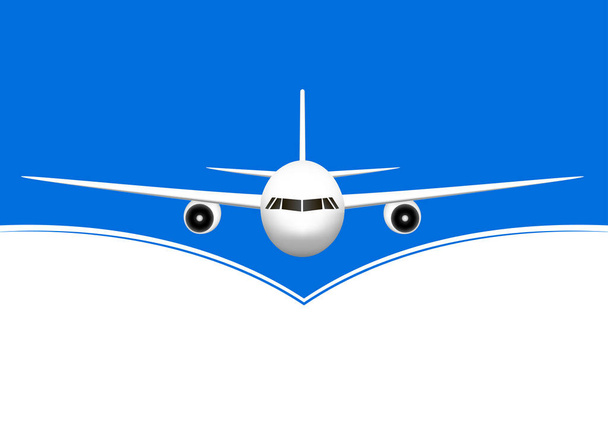 avión blanco volando sobre el fondo azul y blanco, ilustración vectorial horizontal
 - Vector, imagen