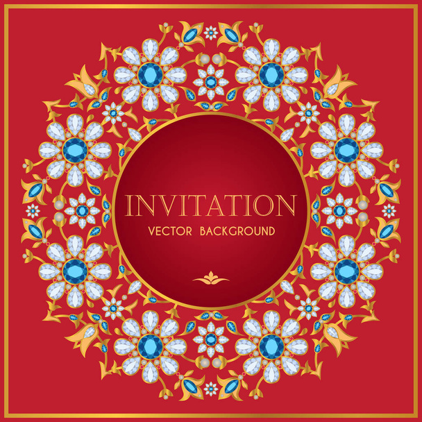 Red and gold Invitation template - Vector, imagen
