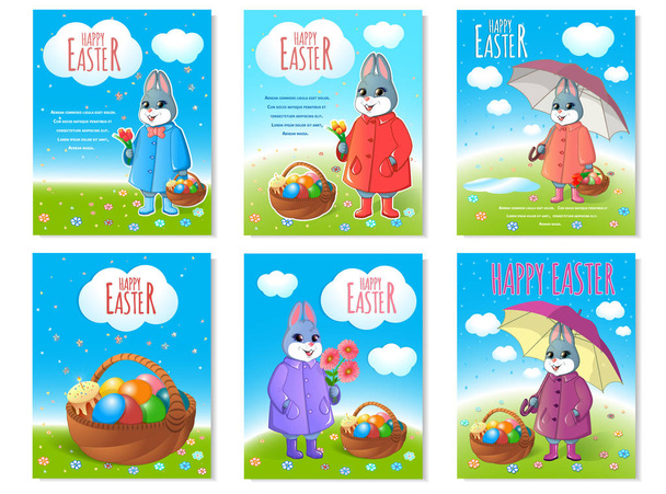 jogo de cartazes de Easter
 - Vetor, Imagem