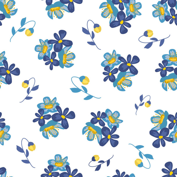 Seamless pattern with small flowers on background. Modern and Trendy fashionable floral texture for fabric, wallpaper, interior, tiles, print, textiles, packaging and various types of design - Vecteur, image