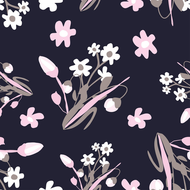 Seamless pattern with small flowers on background. Modern and Trendy fashionable floral texture for fabric, wallpaper, interior, tiles, print, textiles, packaging and various types of design - Вектор,изображение