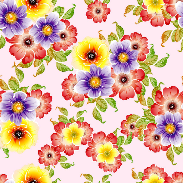 vector illustration of bright flowers pattern background - Vector, Image