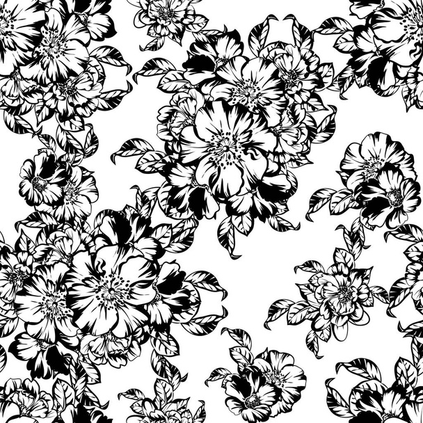 vector illustration of vintage flowers pattern background - Vector, imagen